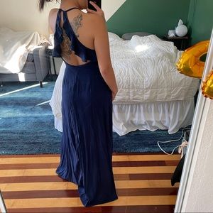 Maxi navy blue dress with open back forever 21 S